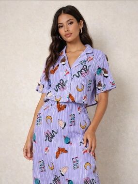 Dressed in LALA Lavender Printed Midi Skirt